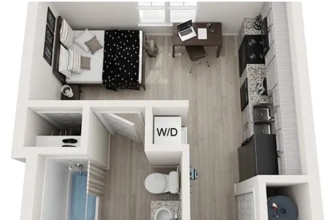 My unit has a different lay out. No picture available - Studio at Rivers Walk Apartments    Super close to campus