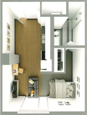 Floorplan of the studio - The Malibu Apartments