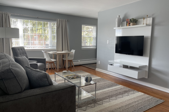 Living Room - FULLY FURNISHED PRIVATE  BEAUTIFUL LARGE 1 BEDROOM APARTMENT 5 MINUTE WALK TO LAW SCHOOL