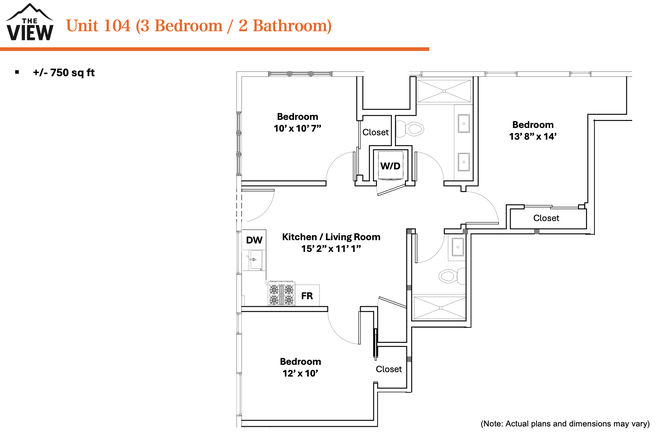 Unit 104 3B2B Floorplan - 1B1B & 3B2B Brand NEW Apts Near App State