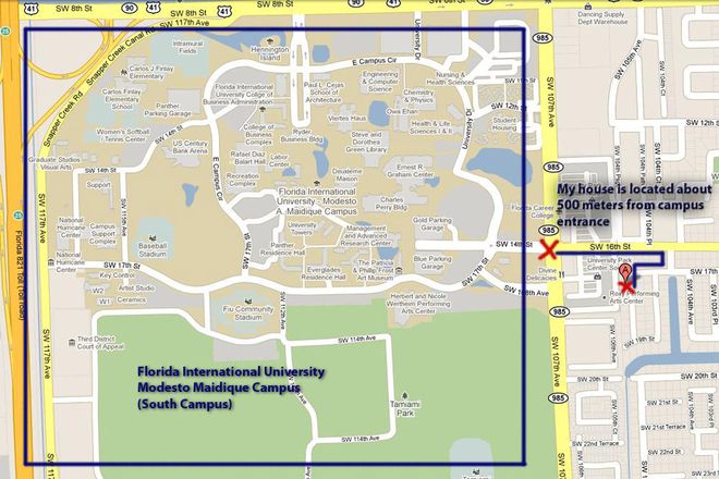 Location of house from FIU Campus - Walk to FIU MMC (5 mins) - Furnished room in  large  House (All FIU Students)
