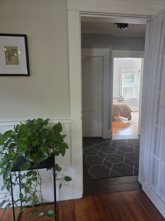 Bedroom from dining room - One bedroom in furnished 2 bedroom apartment, very quiet