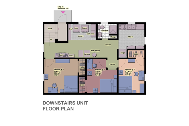 Floor Plan - 🏠 🏠 🏠 Roommate needed in 3-Bedroom Duplex - 10 mins' Walk to DU Duplex