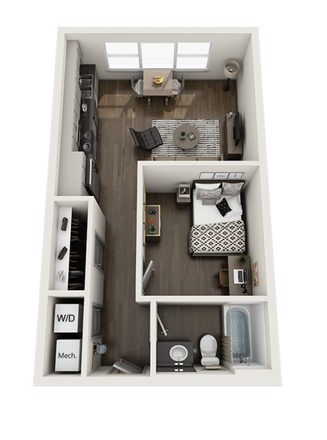 Bedroom,Kitchen,Living-room - Proximity at 10th Apartments