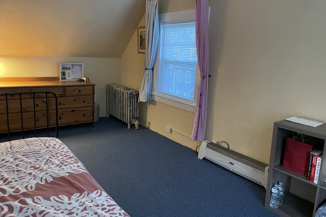 Bedroom Wall on Street Side - Two Great Rooms in Apt. with clean,  non-smoker grad-students near Orange Line