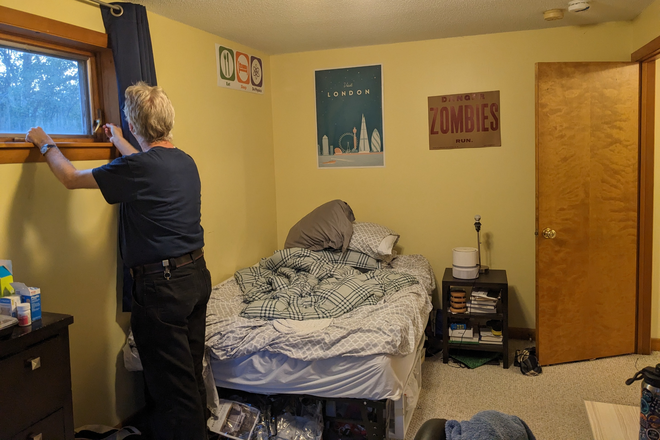 Upper right bedroom (160 sqft, $775/month) - Three bedrooms available in shared house, close to campus.
