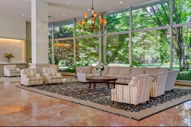 Building Lobby - Spacious 2 BDRM 2 BTH + garage parking & private balcony minutes to AU. Amenities include o