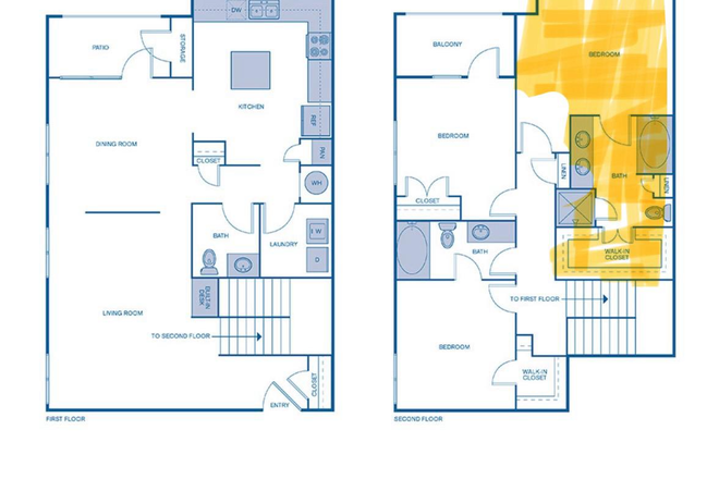 Floor Plan with available room highlighted - Room in Midtown/Atlantic Station Apartment for Rent