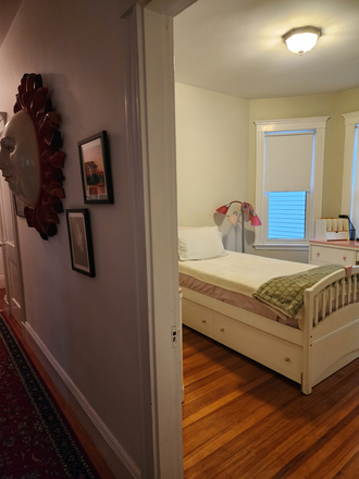 Bedroom from hall - FRNSHD BDRM , private home/apt, 6 min walk to FREE BC SHUTTLE & MBTA Greenline trains to Boston