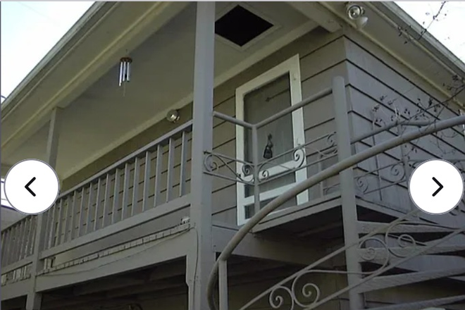 Stairway to front entrance - Quaint garage, studio unit; about 1/4 mile from campus.
