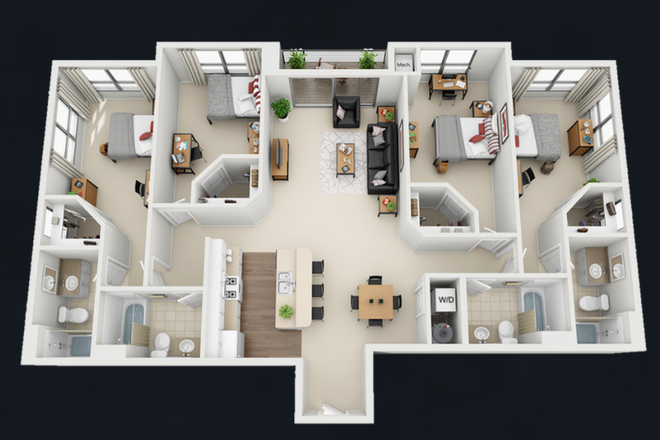 Floor plan, the room for rent is the one furthest to the right - The Province Apartments