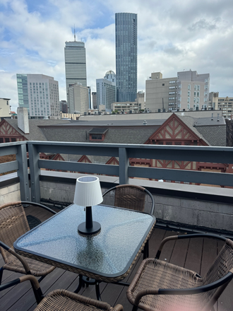 Outdoor deck with view of Prudential Building - Top floor apartment with outdoor deck and view of Prudential Building