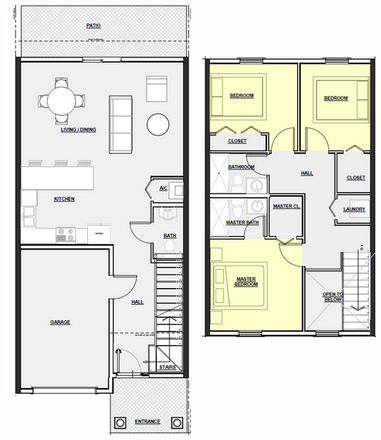 Floorplan - Brand New Townhouse Eagle Trace Room Rental Model D 3 Bedroom 2.5 Bedroom