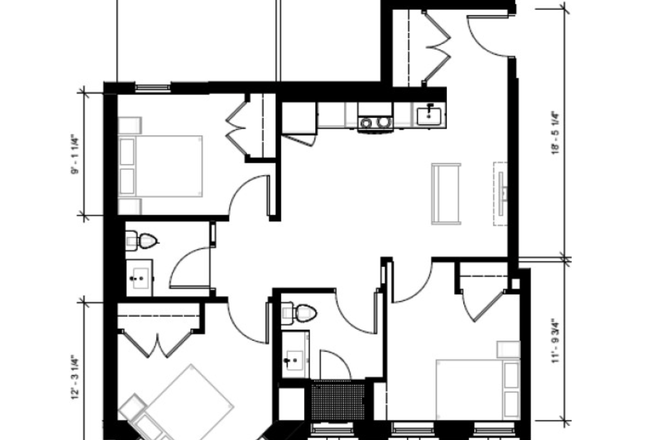 Floor Plan - 100 Hemenway (3 bd/1.5 bath), close to Berklee, Boco and Northeastern