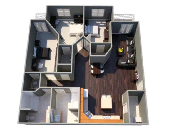 Layout of 3x2 - Village West Apartments
