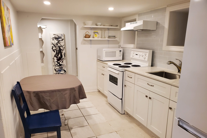 kitchen - Furnished basement apartment with one bedroom, separate living room, new kitchen renovation plus two