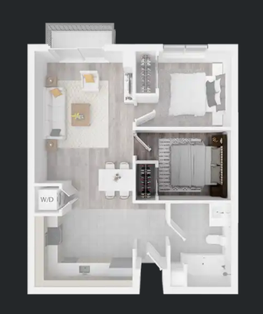 Floor plan of the whole apartment. The section highlighted is the room that you will be leasing. - Mountainaire Apartments, close to campus