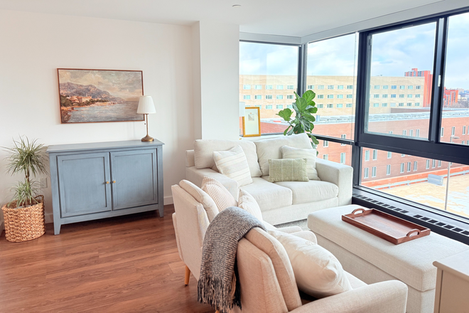 Living Room - Entire 1.5 Bed at Harvard – Furnished, Bright, Top floor, Views, Gym – 3-Month Sublet Apartments