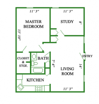1 Bedroom, 1 Bath, 1 Study room - Puffton Village Apartments, Lease take over from July or August 2025 to August 2026 for 1bed/1bath.