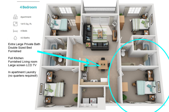 The bed room for transfer is the one bottom-right(circled), has the largest bathroom inunit.) - Lease Takeover – GrandMarc at University Village (2025-2026 School Year)