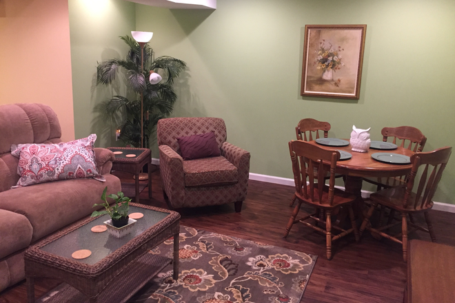Living Room and Dining - Furnished 2 bedroom studio apartment in beautiful Boonsboro.