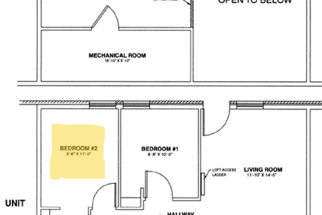 Apartment Layout. The Highlighted Bedroom 2 is the apartment for rent. - Summer Apartment for Rent (Furniture included!)