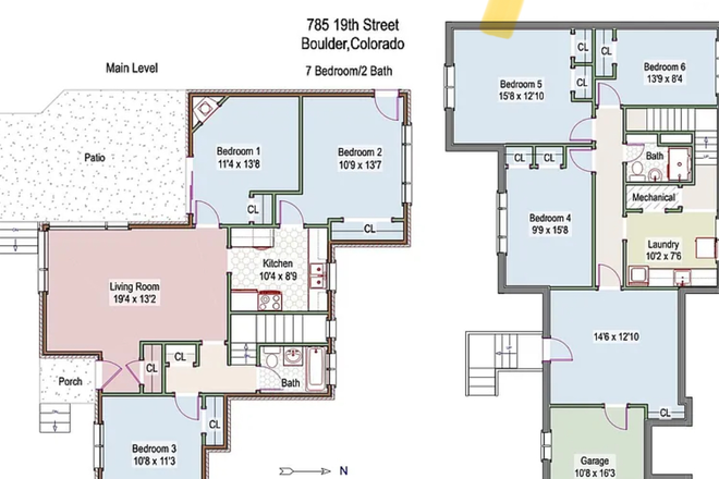 floorplan - Sublease on the hill! 5 open bedrooms amazing backyard and location 5 minutes from campus Duplex