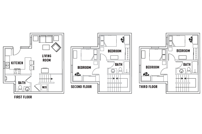 Floorplan - On Campus Summer Sublease - Camino Del Sol: 4 Bed 2.5 Bath Townhome