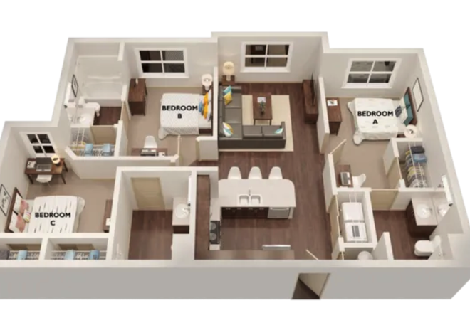 Apartment Floorplan - Private Bedroom & Bathroom for Rent