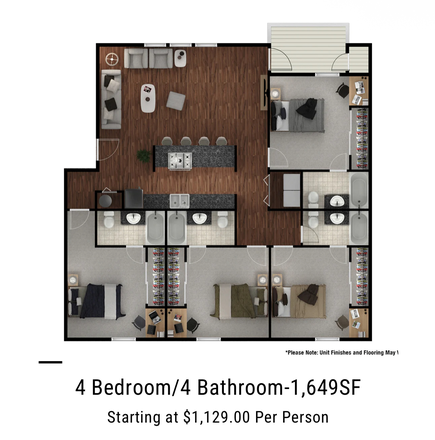 Floorplan - Minutes Away From Campus Student ONLY Apartmet Complex!