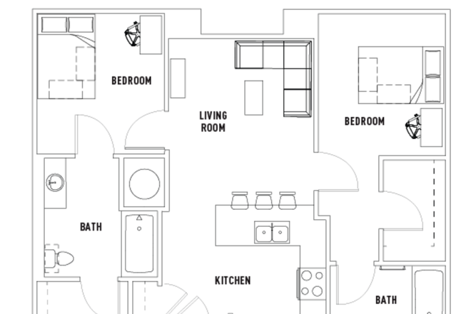 The left half is the side which is being sublet/relet. - Plaza Verde Private Bedroom and Bathroom (2 Bed 2 Bath G Private)