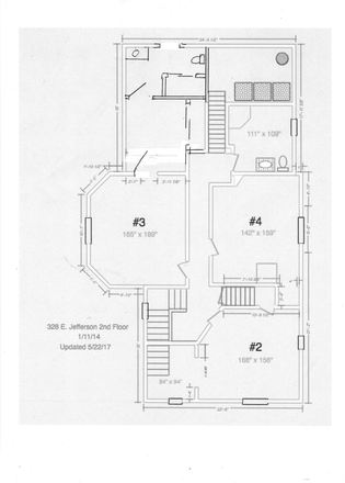 2nd floor layout - Avail August, bedroom in 6 bedroom/6 bath house at 328 E Jefferson  one block W of Diag