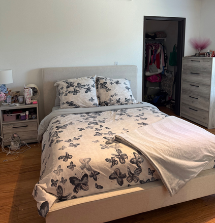 Bedroom with huge closet, queen bed, dresser and night table. - Safe, Convenient Spring Sublet: Beautiful Bedroom with Private Bathroom