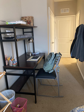 Desk and wall hooks - Summer 26 Private Bed and Bath in Furnished Quad - University Edge (Near DAAP and Med Campus) Apartments