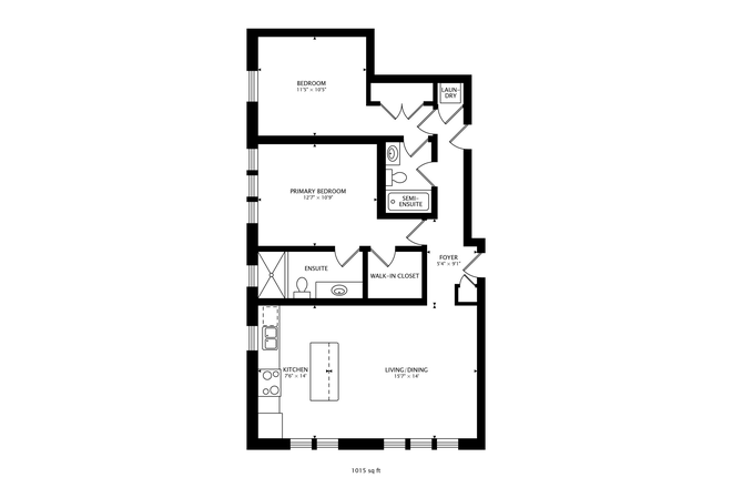 1000 sq ft. Floorplan - Lakeview 2Bd 2Ba Condo