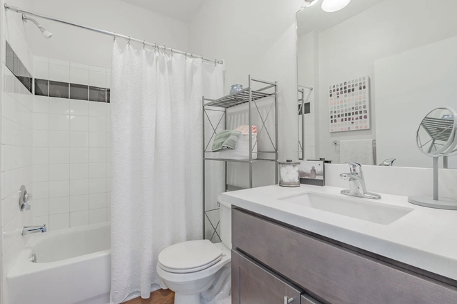Bathroom layout - Alight West Lafayette, close to campus, convenient lower floor unit. Apartments
