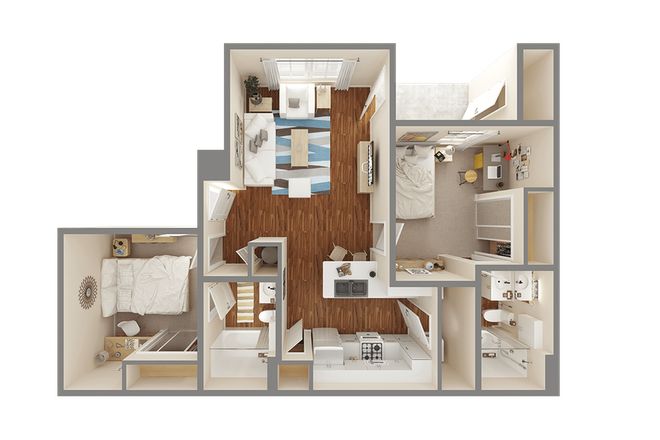 Floorplan of the 2x2 - Room for Rent at University Trails Apartments
