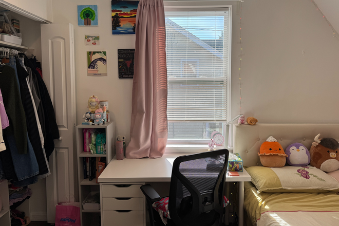 desk + ergonomic desk chair + window with great lighting! - Summer Sublet: Furnished Room w/ Private Bath & Kitchenette House