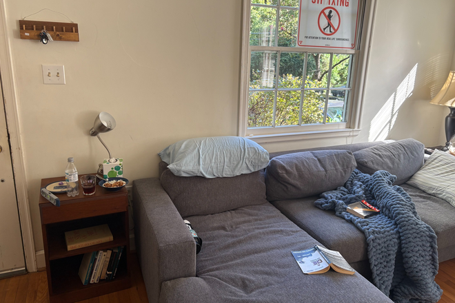 Living room. Has 2 couches, TV, shoe/coat rack, boardgames. - Available Bedroom in Beautiful Northside House
