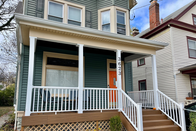 Composite Decking, Vinyl Railings - 3623 Wabash Ave. Luxury Housing Available JUNE 2026. Stainless Eat-in Kitchen. Off-Street Parking. House