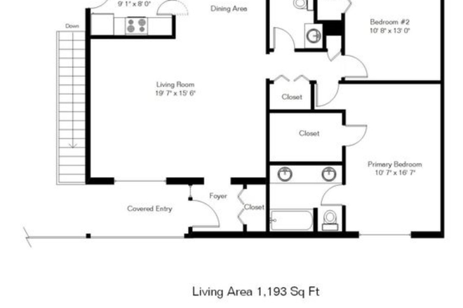 Floorplan - Shared condo close to campus (1 bedroom already rented, 1 available)