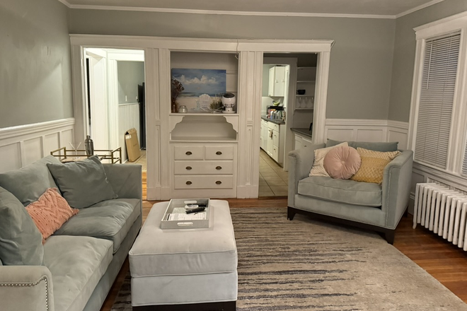 Family Room- Furniture will stay. - Summer Sublet, Walkable to BC, Spacious Home with Yard to share with other female students