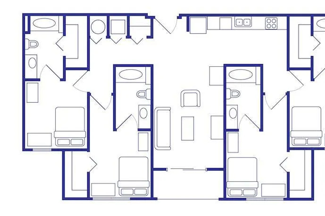Floor plan of entire unit - Alight Gainesville Mixed 4x4 Apartments