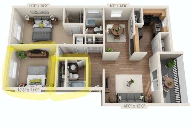 layout - Cute and cozy room and bathroom in apartment in Oviedo 10 minutes away from UCF !