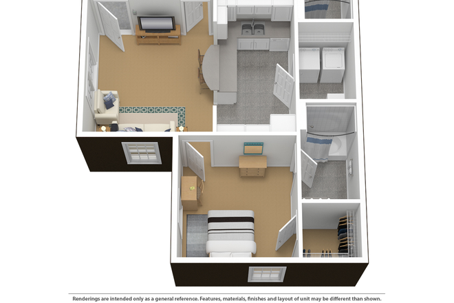 The Floorplan - Second Floor Courtyards apartment, 2 Bed 2 Bath. Looking to lease for the summer