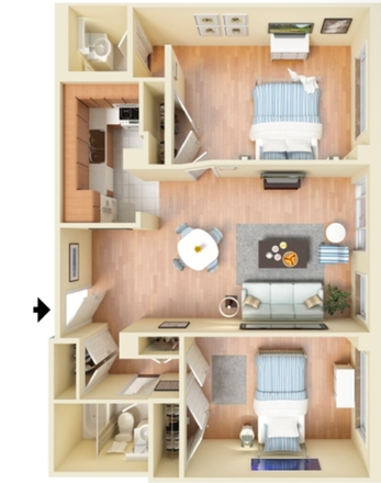 Floor plan. Available room is the room on the bottom of the picture - Dexter Park Apartments