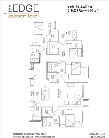 The room that is being sublet is room B (along with its bathroom and closet) - The Edge