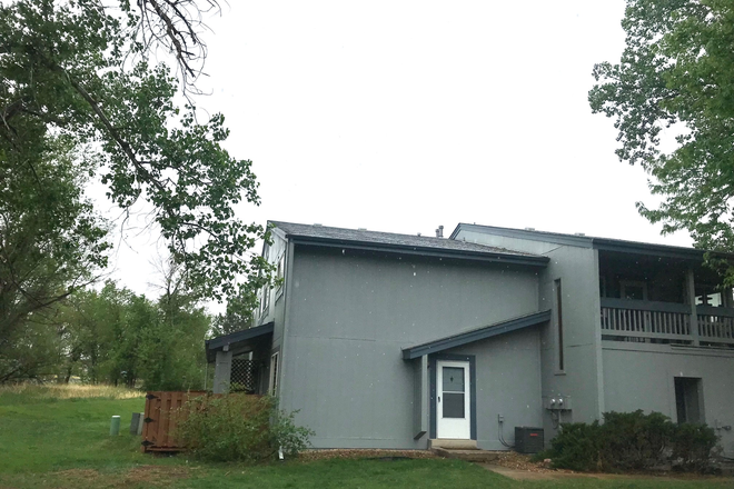 Front door and patio - 1 bedroom available in 2br townhouse across from CU east campus - Spring 2026 lease