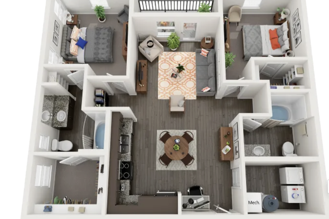 Floor Plan - Anthem House, 2x2, 2 miles from campus, bus stop out front