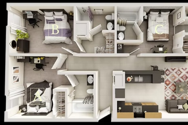 3bed/3bath Apartment - College Town USF Apartments